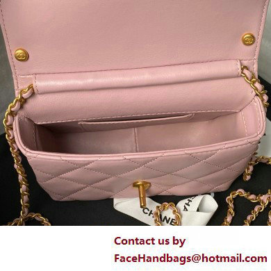 CHANEL Shiny Lambskin, Imitation Pearls  &  Gold-Tone Metal Mini Flap Bag AS4986 pink 2025